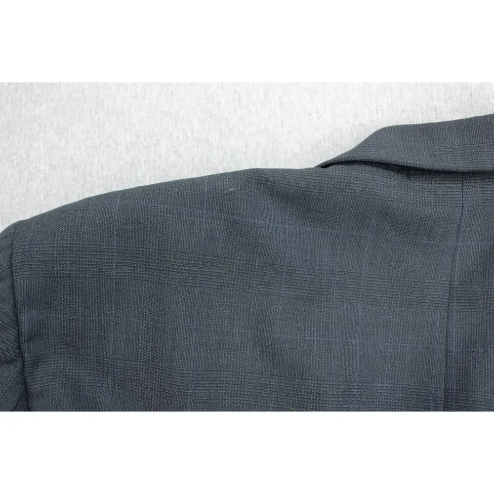 Brooks Brothers‎ Blazer Mens 46R Gray 346 Plaid Wool Blend Stretch 2 Buttons